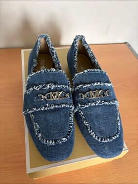 Michael Kors Denim Fringe Loafers - Blue